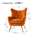 thumbnail image 7 of Velvet Armchair Wingback Home Lounge Single Sofa Upholstered Tufted Accent Chair Golden Leg Living Room Adult Orange, 7 of 7