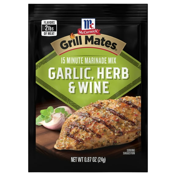 Grill Mates Seasoning Mix, Garlic, Herb & Wine Marinade, 0.87 oz Packet
