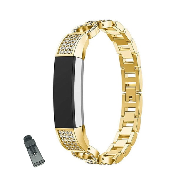 Bracelet de Montre BZ Bling en Acier Inoxydable Alta, Bracelet Ajustable de Remplacement pour Fitbit Alta/Alta HR pour Femmes - Or