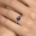 thumbnail image 4 of Gem Stone King 925 Sterling Silver Ring Oval/Checkerboard Red Garnet and Vivid Persian Blue Moissanite (1.99 Cttw, Size 7), 4 of 6