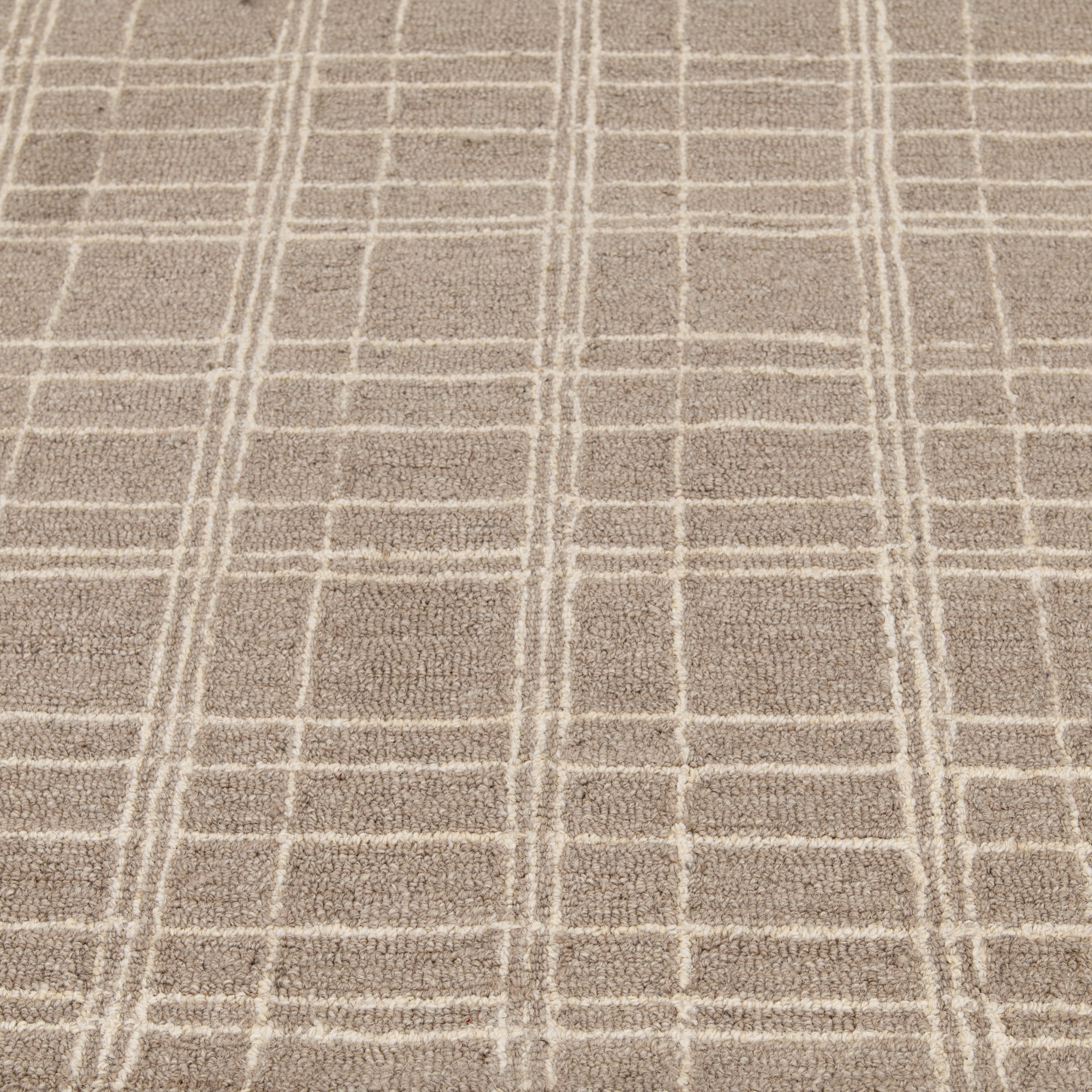 Better Homes & Gardens Beige Plaid Wool Indoor Area Rug, 7'10"x9'10"