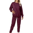 thumbnail image 3 of Texiao Comfort Sweatsuits for Women,Women's Fashionable Solid Round Neck Sports Sweatshirt Set, 3 of 8