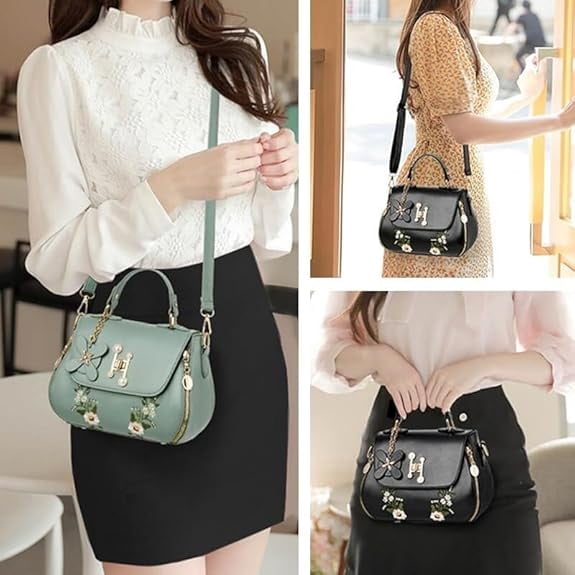 Women's Handbags and Purses Casual Messenger Embroidered Top Handle Satchel Trendy Work Crossbody Shoulder Bags