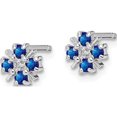 thumbnail image 2 of Sterling Silver Rhodium Sapphire & Diamond Post Earrings (7 X 6) Made In India qdx319, 2 of 5