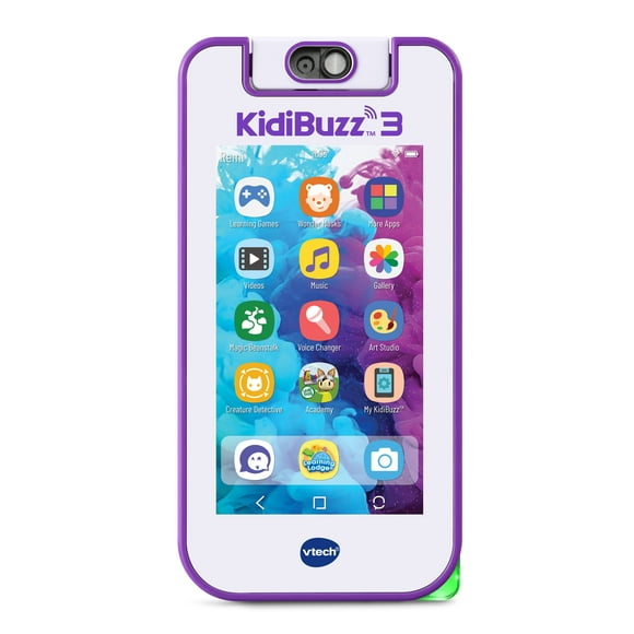 VTech KidiBuzz 3 Purple Smart Device, KidiCom Chat & Close-Up Lens
