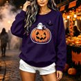thumbnail image 6 of TKLPEHG Halloween Sweatshirts for Women 2026 Fashion Funny Ghost Jack O Lantern Pumpkin Graphic Sweatshirt Long Sleeve Crewneck Pullover (Purple,XL), 6 of 6