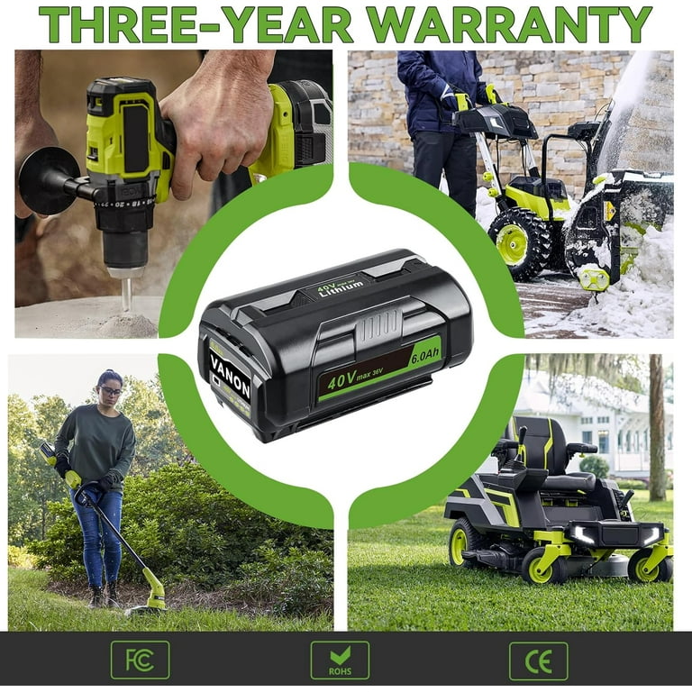 Vinida 40V 6Ah Rechargeable Lithium Cordless Battery, Compatible