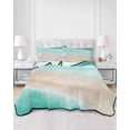 thumbnail image 2 of Quilts Twin Size Bedding Set, Teal Coastal Lightweight Quilted Comforter, Beach Nautical Seaside Ocean Beige Soft Reversible Bedspread Coverlet with Pillow Covers for All Season, 68" x 86", 2 of 7