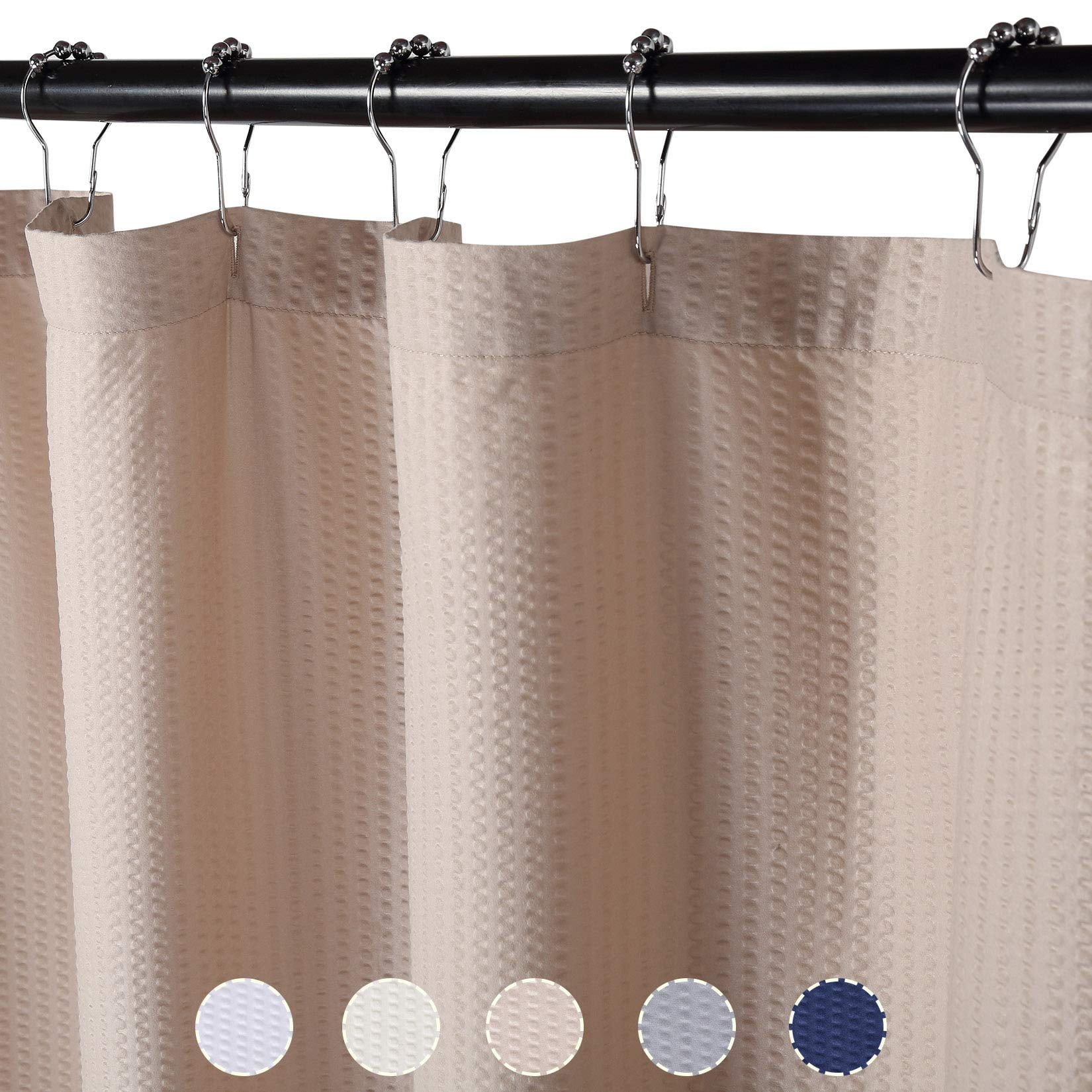 GymChoice Water Resistant Fabric Shower Curtain Liner with 3