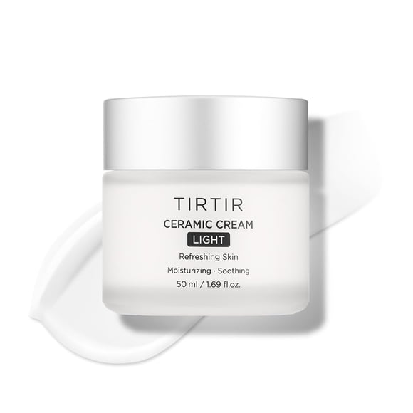 TIRTIR Ceramic Cream Light Refreshing Skin 50 ml - Crema Hidratante Facial Coreana ligera con Acido poliglutámico, betaina y prebióticos - Crema Facial para piel grasa o mixta -