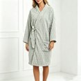 thumbnail image 4 of SHTXOZHI Womens Knee Length Bathrobes Long Sleeve Fleece Robes Cute Side Tie Homewear Solid Color Warm Sleepwear, 4 of 5