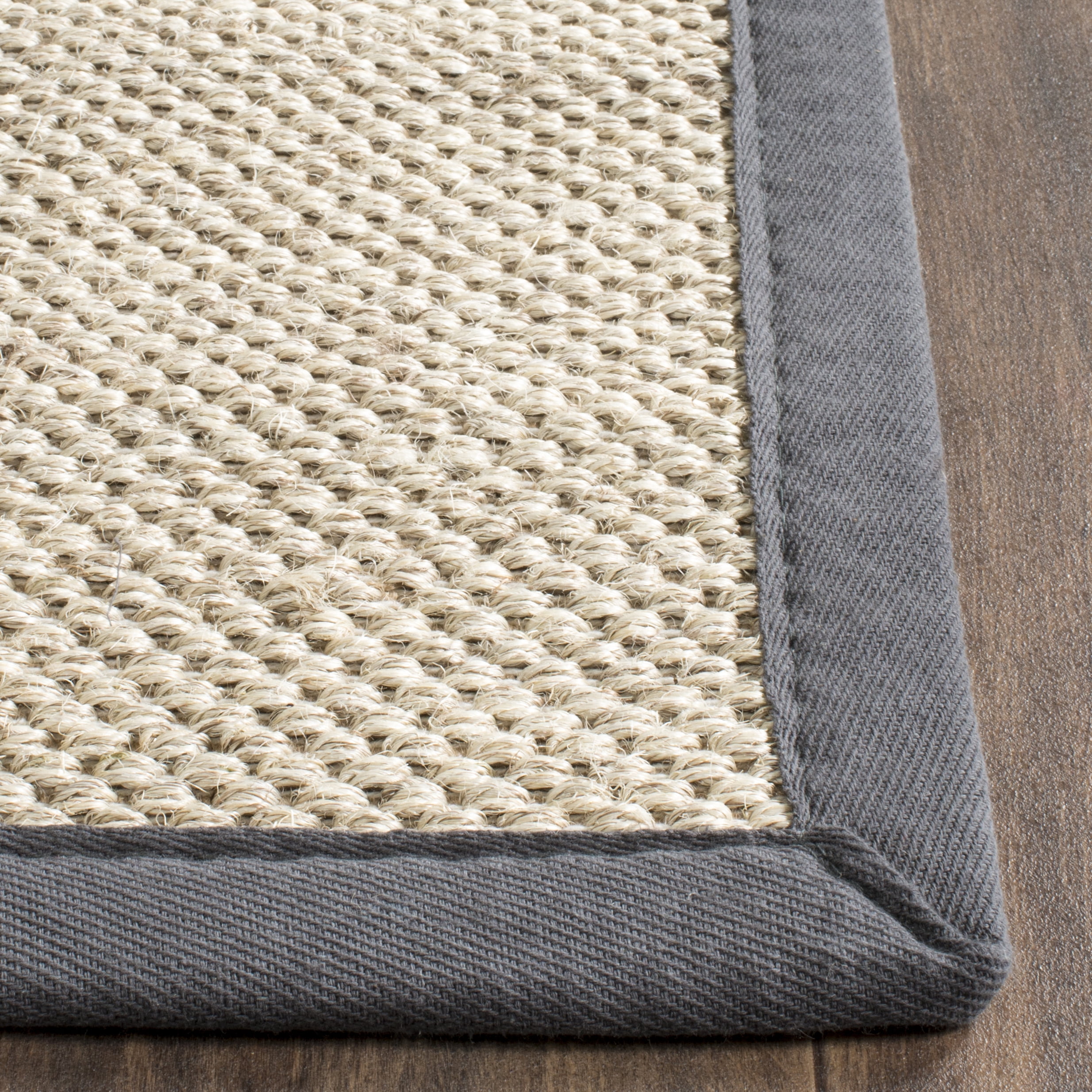 Safavieh Natural Fiber Kentigern Solid Runner Rug, Marble/Dark Gray, 2'6" x 12'