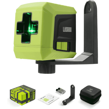 LASGOO Laser Level Cross Line Self-Leveling Green Beam with 360° Magnetic Rotating Stand, for Picture Hanging and Construction,100FT Range, LG-CROSS