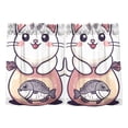 thumbnail image 7 of Yayeee Kitchen Curtains Tier Pair Light Filtering 27"x24" Rod Pocket Short Cafe Window Panel, White Cute Cat, 7 of 7