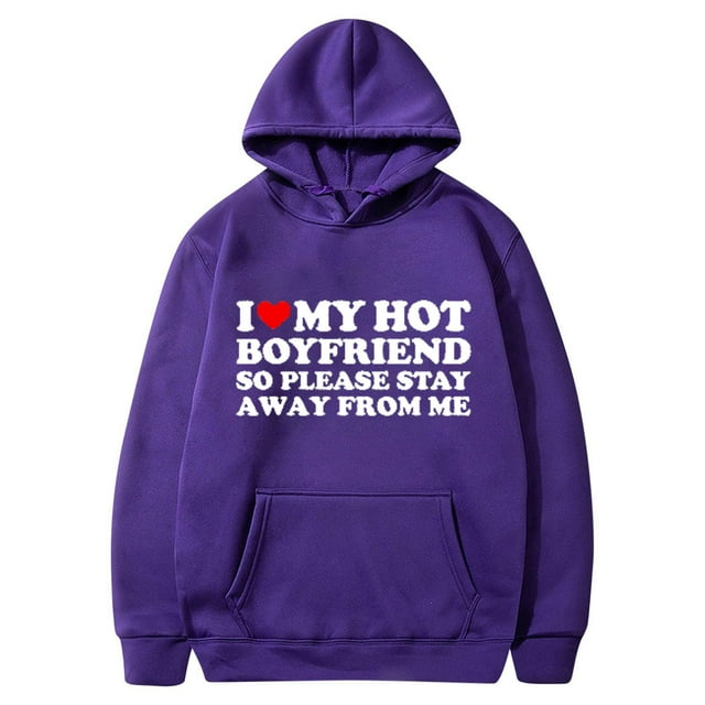 DPTALR Valentine's Day Couple Print Hooded Fleece Pocket Sweater Coat