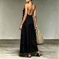 thumbnail image 5 of Women's Halter Neck Maxi Dress, Sexy Open Back Ruffle Beach Sundress, Boho Long Flowy Vacation Dress, Elegant Sleeveless Swing Gown for Pool Party, S-2XL, 5 of 5