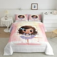 thumbnail image 2 of jejeloiu Cute Ballet Girly Bedding Comforter Set,Kawaii Black Princess Twin Comforter Sets,Cartoon Pink Loves Bedding Set For Girls Kids,Luxury Bedroom Decor Reversible,2-Piece, 2 of 8