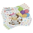 thumbnail image 1 of Ambesonne Birthday Place Mats Set of 4, Cow and Balloons, Standard Size, Multicolor, 1 of 6