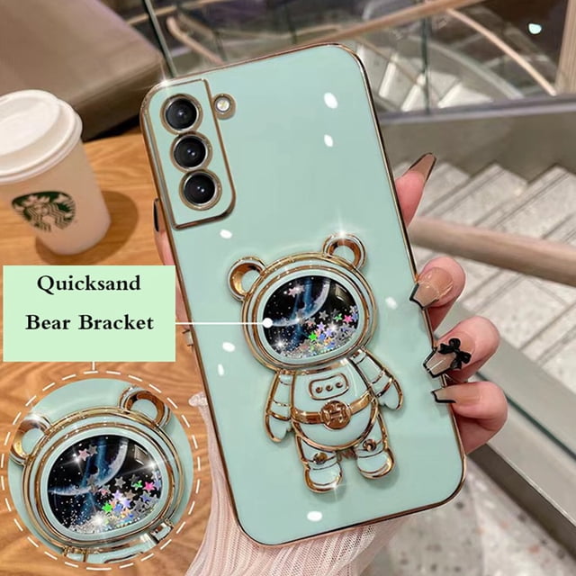 Space Bear Astronaut Carcasa Para OPPO Reno 7 Pro 7Z 5G 4G A16K A16 F17 Funda Borde Recto Chapado En Arena Movediza Soporte De Oso Ultra Delgado Suave Cubierta Trasera Gao Jiahui unisex