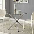 thumbnail image 4 of Modway Baton Round Dining Table with Steel Base in Clear Glass, 4 of 4