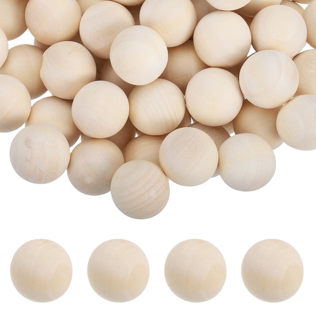 Uxcell Paquete de 160 Bolas de Madera, Bolas de Madera sin Terminar de 20mm, Perlas Redondas de Madera Dura Sólida de Abeto Natural para Manualidades DIY, Adornos de Navidad, Fabricación de Joyería