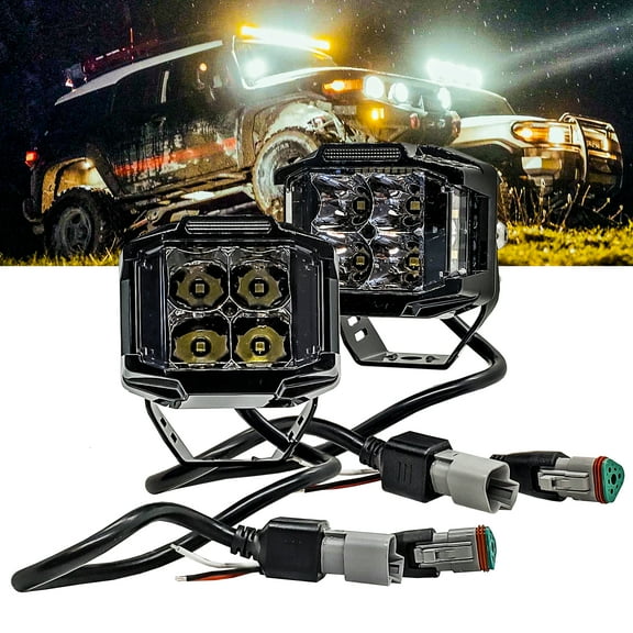 OZ-USA 4" SD-Series 75W High Output LED Pod Lights DRL 180° Spot & Flood Beam Pattern for Off-road Trucks UTV RV