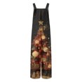 thumbnail image 5 of Womens Christmas Print Wide Leg Jumpsuit Adjustable Strap Sleeveless Overalls with Pockets M, 5 of 7