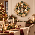 thumbnail image 4 of 24 Inch Artificial Christmas Wreath with Gold Leaves, Champagne and Bronze Ornaments, Pinecones and Ivory Roses, Elegant Holiday Door Decor, 4 of 9