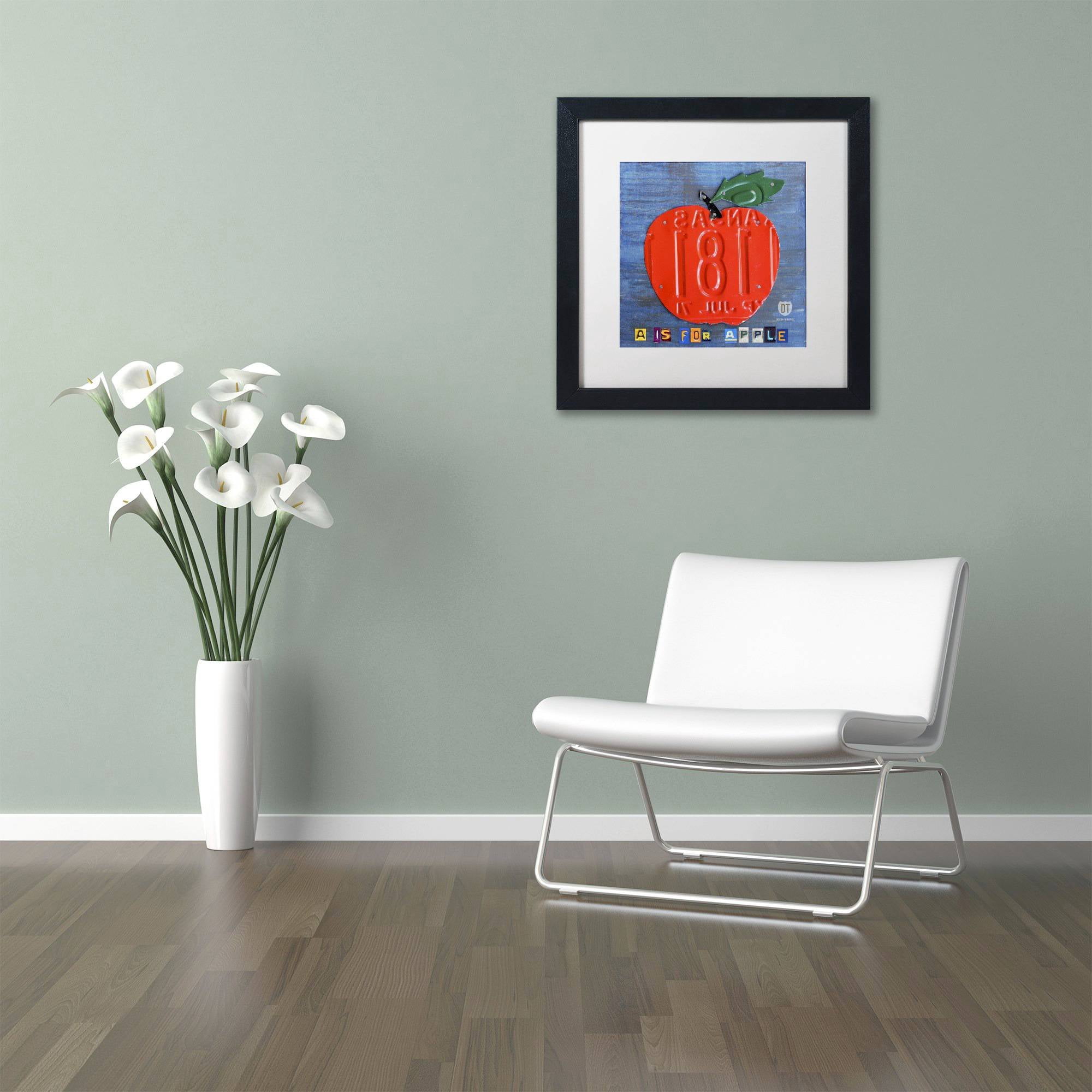 Trademark Fine Art 'Apple' Canvas Art by Design Turnpike, White Matte, Black Frame