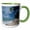 Green/White, variant on 3drose, Deserted Sandy Beach on an Island with Palm Trees, Kingdom of Tonga., 11oz Two-tone Black Mug