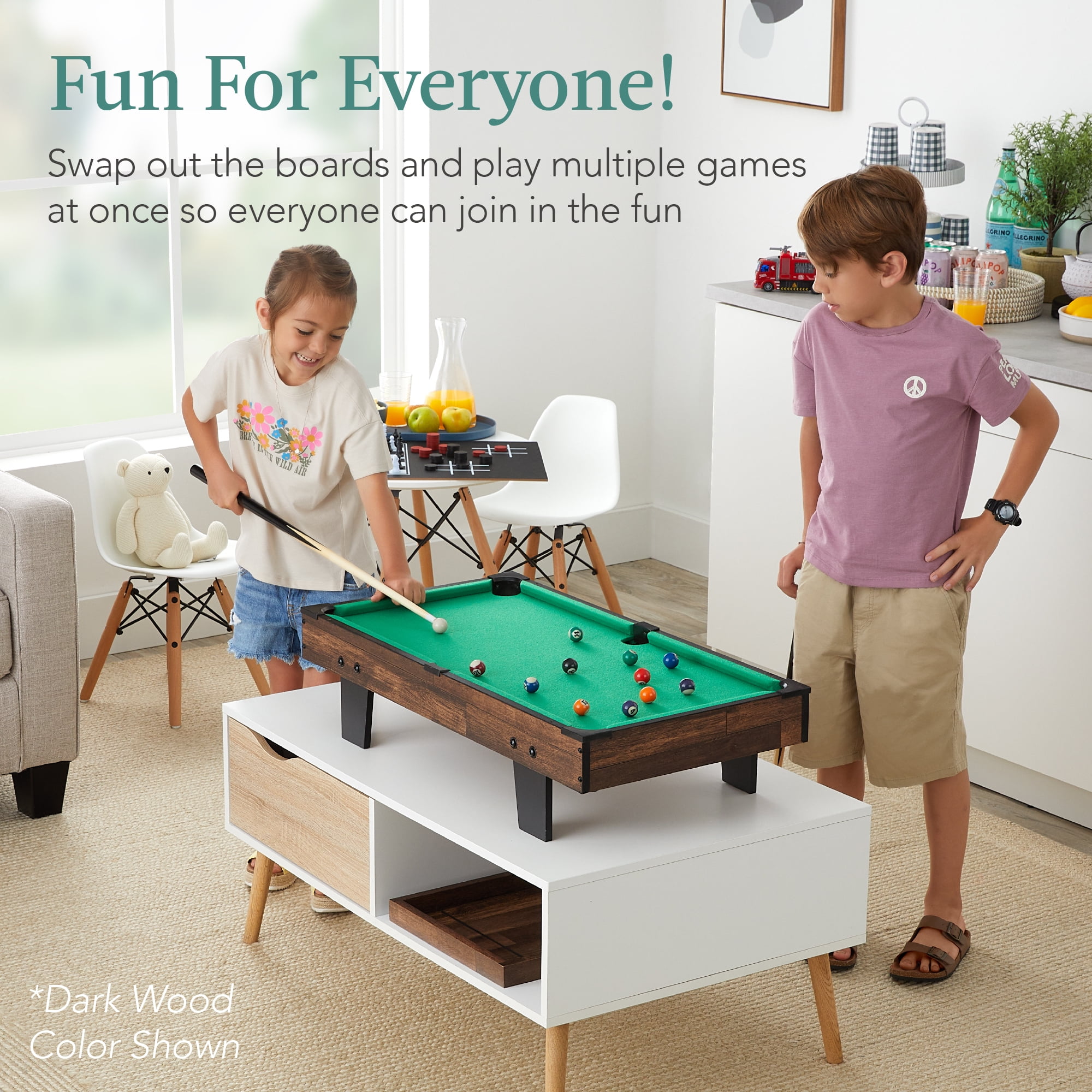 Best Choice Products 11-in-1 Kids Combo Game Set w/ Ping Pong, Foosball, Air Hockey, 5 Accessory Bags - Light Wood