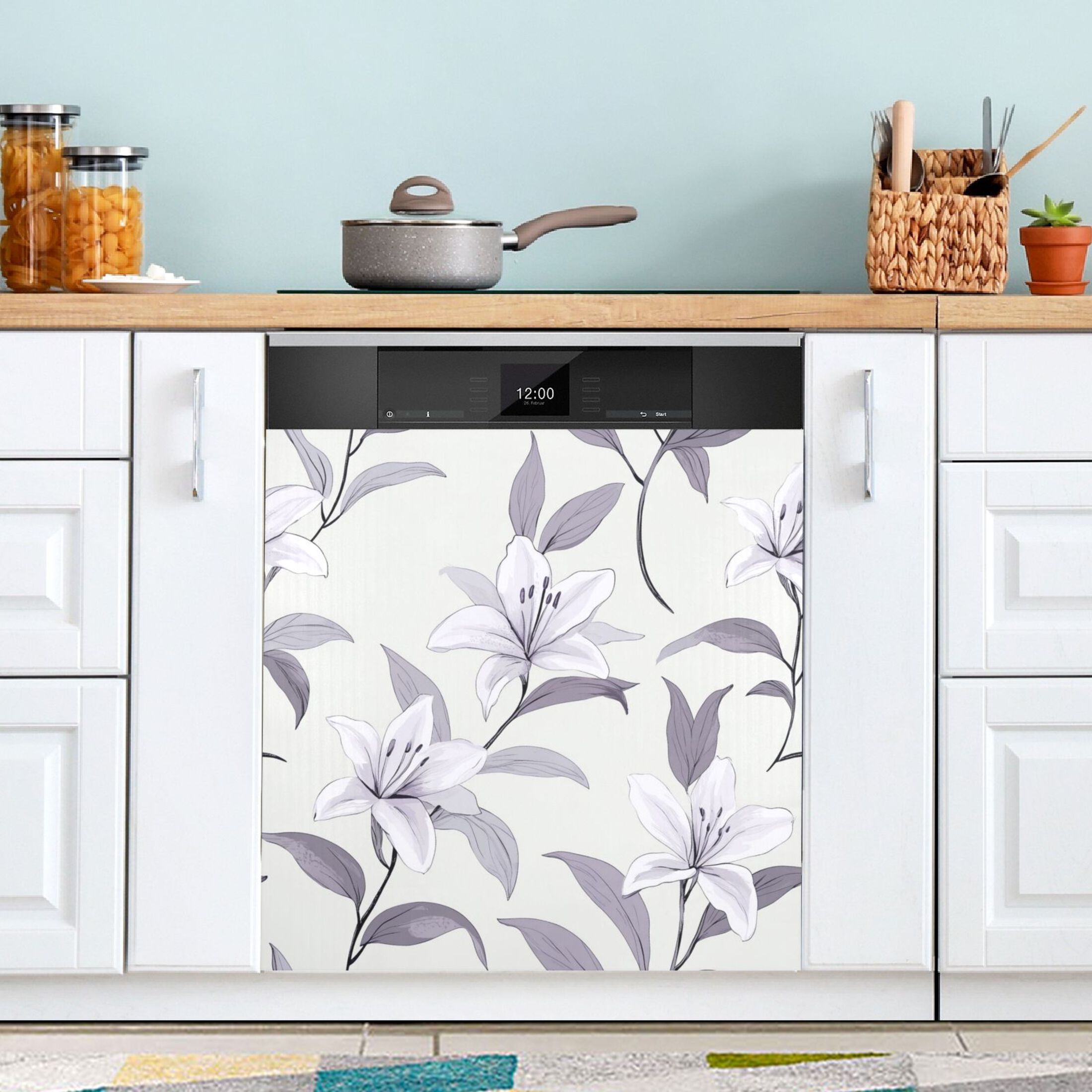 Dishwasher Magnetic Sticker 23x26 Inch Refrigerator Magnetic Sticker Washing Machine Magnetic Sticker Kitchen Panel Magnetic Sticker Home Decor Super Beautiful Purple Flowers