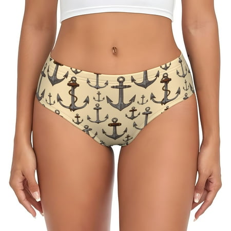 vintage anchors yellow Womens Briefs Underwear  No Show Seamless Underwear for Women  Soft Stretch Women s Panties  Classic Hipster Panties Bikini Underwear Briefs for Ladies