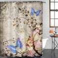 thumbnail image 2 of FMSHPON Floral Butterfly Butterfly Butterfly 4 Piece Bathroom Set Shower Curtain Bath Rug Contour Mat and Toilet Lid Cover, 2 of 8
