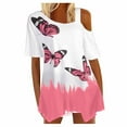 thumbnail image 2 of OKBOP White Crop Tops for Women,Asymmetric Cold Shoulder Butterfly Print Short Sleeve T-Shirt Woman Blouses And Tops Halloween Tshirts Women, 2 of 7