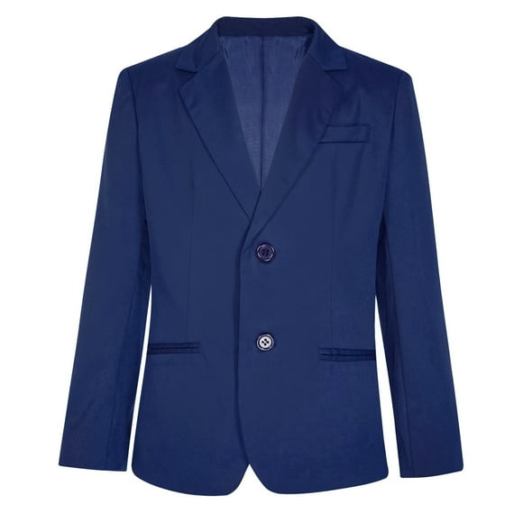 Xnihocha Kids Boys One Button Formal Suit Blazer Notched Lapel Gentleman Tuxedo Suit Jacket Coat for Wedding Party Z Navy Blue 12