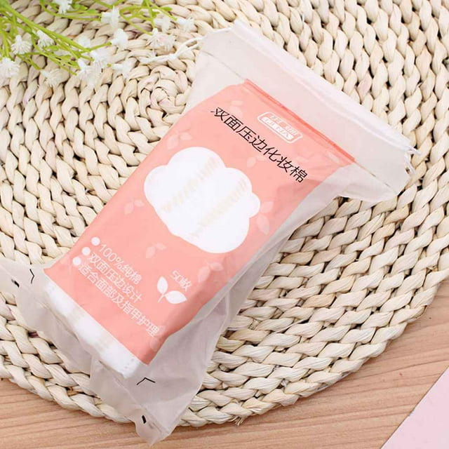 Becaristey 50 Pieces Makeup Pads Soft Cotton Double Sided Facial Cosmetics Remover Mat Salon Drawstring Holder Make Up Tools 6 * 5cm 1Set