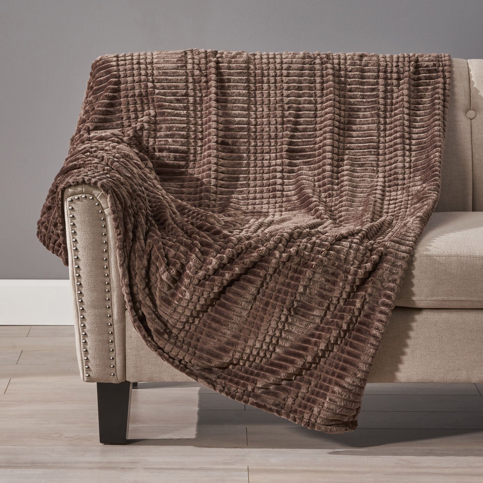 Contemporary Home Living Brown Contemporary Beveled Polyester Throw Blanket 50" x 60" - image 2 of 3