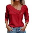 thumbnail image 2 of Meichang Eyelet Embroidery Tops for Women Summer Dressy Casual V Neck Button Up Long Sleeve T Shirts Trendy 2024 Soft Blouses Red S, 2 of 5