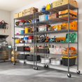 thumbnail image 6 of Romorgniz 82" H X45 W X18 D Storage Shelves with Wheels, 6 Tier Wire Shelving Adjustable Metal Shelving Pantry Shelves Capacity 1200LBS for Garage Shelving, Pantry, Kitchen, Closet, Black,2P, 6 of 12
