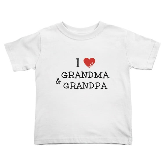 I Love My Grandma & Grandpa Cute Toddler Tshirts for Boys Girls (White, Youth XL)