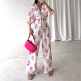 thumbnail image 1 of Traje informal de 2 piezas con mangas abullonadas y pierna ancha para mujer pantalones superiores elegantes atuendo diario FLhrweasw Nuevo, 1 of 9