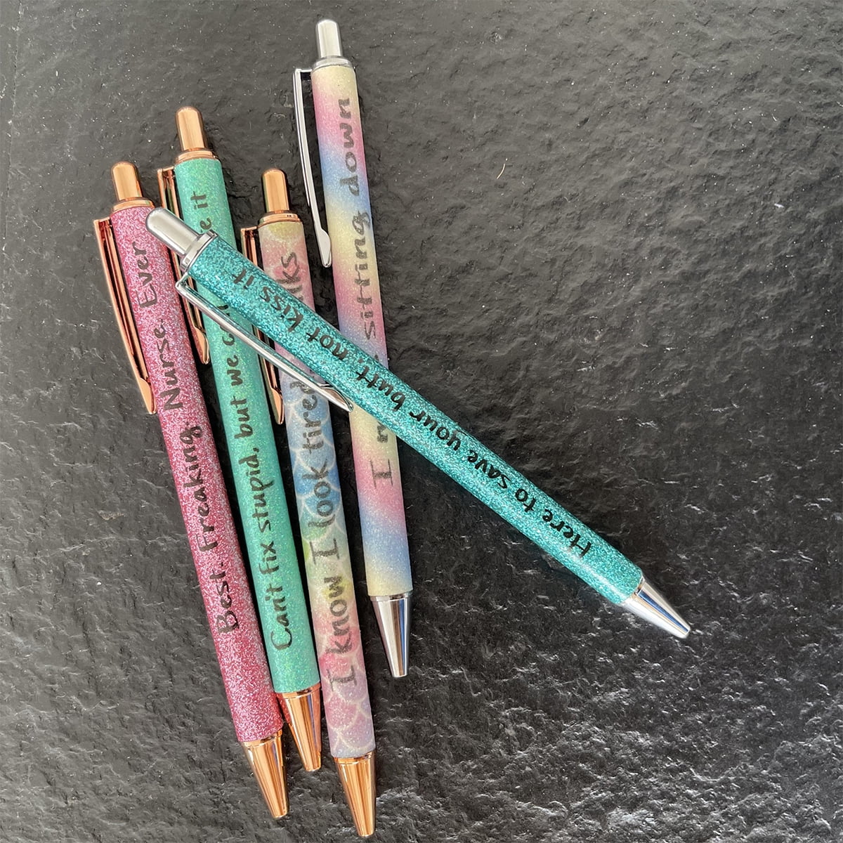 Fun Ballpoint Pen Novelty Pens with Funny Quotes Sparkly Colored