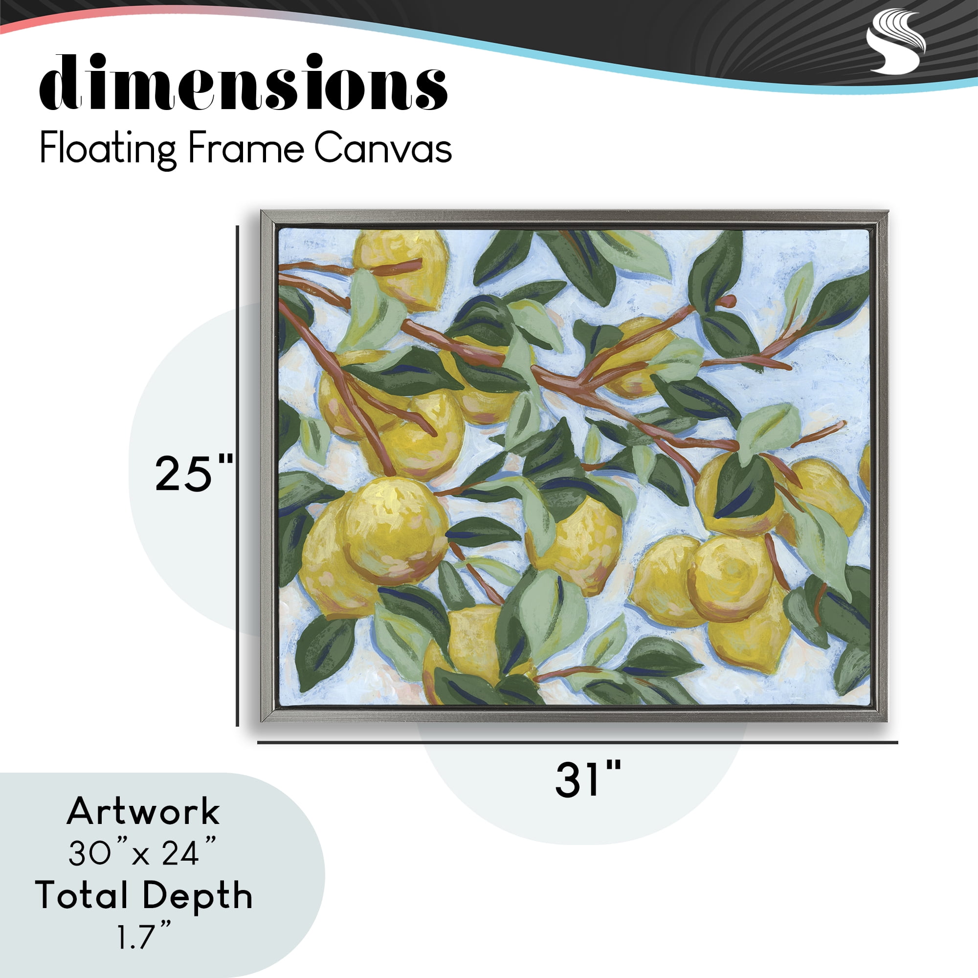 Stupell Industries Sunshine Citrus Tree Gray Framed Floater Canvas Wall Art, design by June Erica Vess