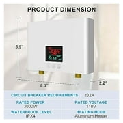 Electric Tankless Water Heater 3000W With Remote And LED Display - Automatic Control System - Fault Self-Test Function ,Energy Saving