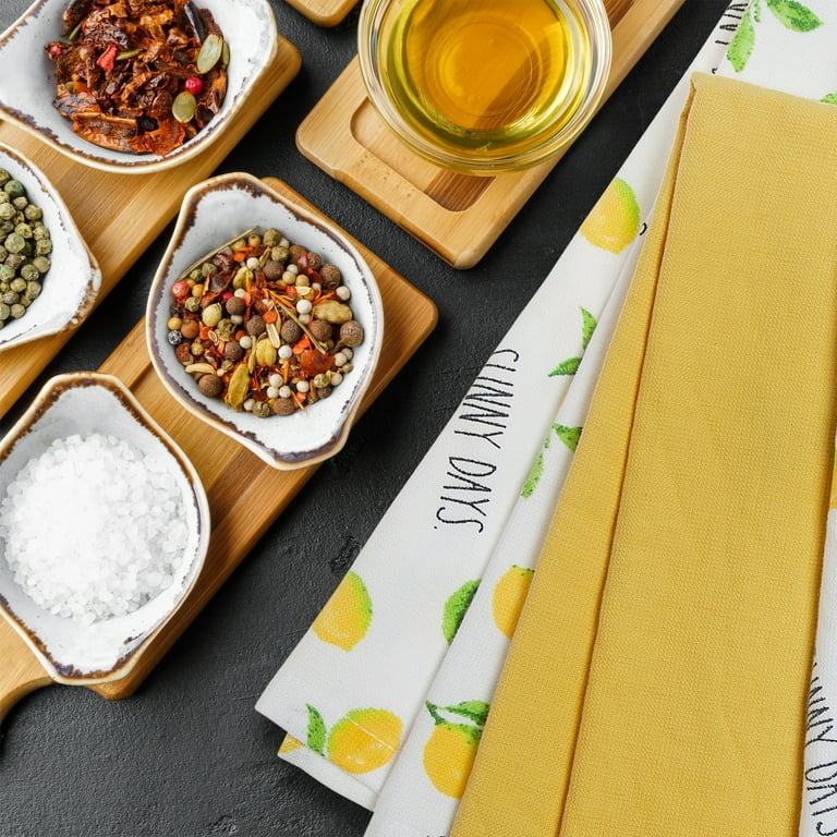 Rae Dunn Lots of Lemons Kitchen Towels Set, 3 Pack, Yellow & White