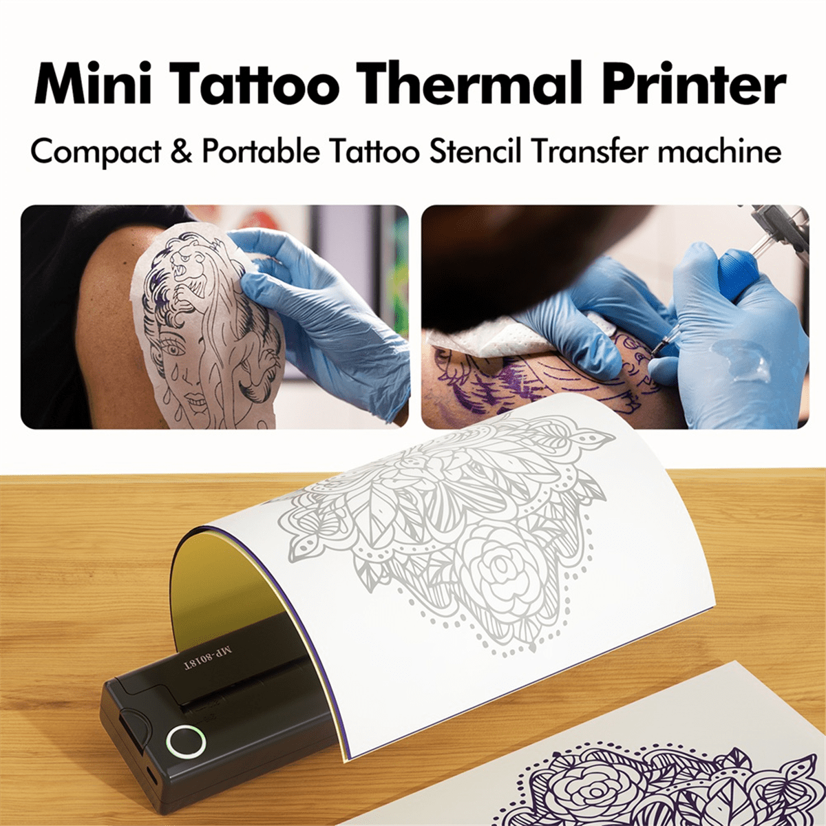 A4 Portable Printer Wireless Thermal Bluetooth Tattoos Printer Mini Thermal Printer A4 Paper Photo Printer