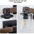 thumbnail image 2 of Wood Farmhouse Vanity Light,3-Light Rustic Bathroom Light Fixture with Clear Glass Shade,Industrial Black Wall Sconce for Bathroom Lighting, (Wood, 3-Light), 2 of 5