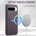 thumbnail image 3 of Allytechgroup Magnetic Case for Google Pixel 9/ 9 Pro, Compatible with Magsafe & Car Mount Slim Fit Premium PU Leather Durable Anti-Scratch Retro Phone Case for Women Men, Purple, 3 of 7