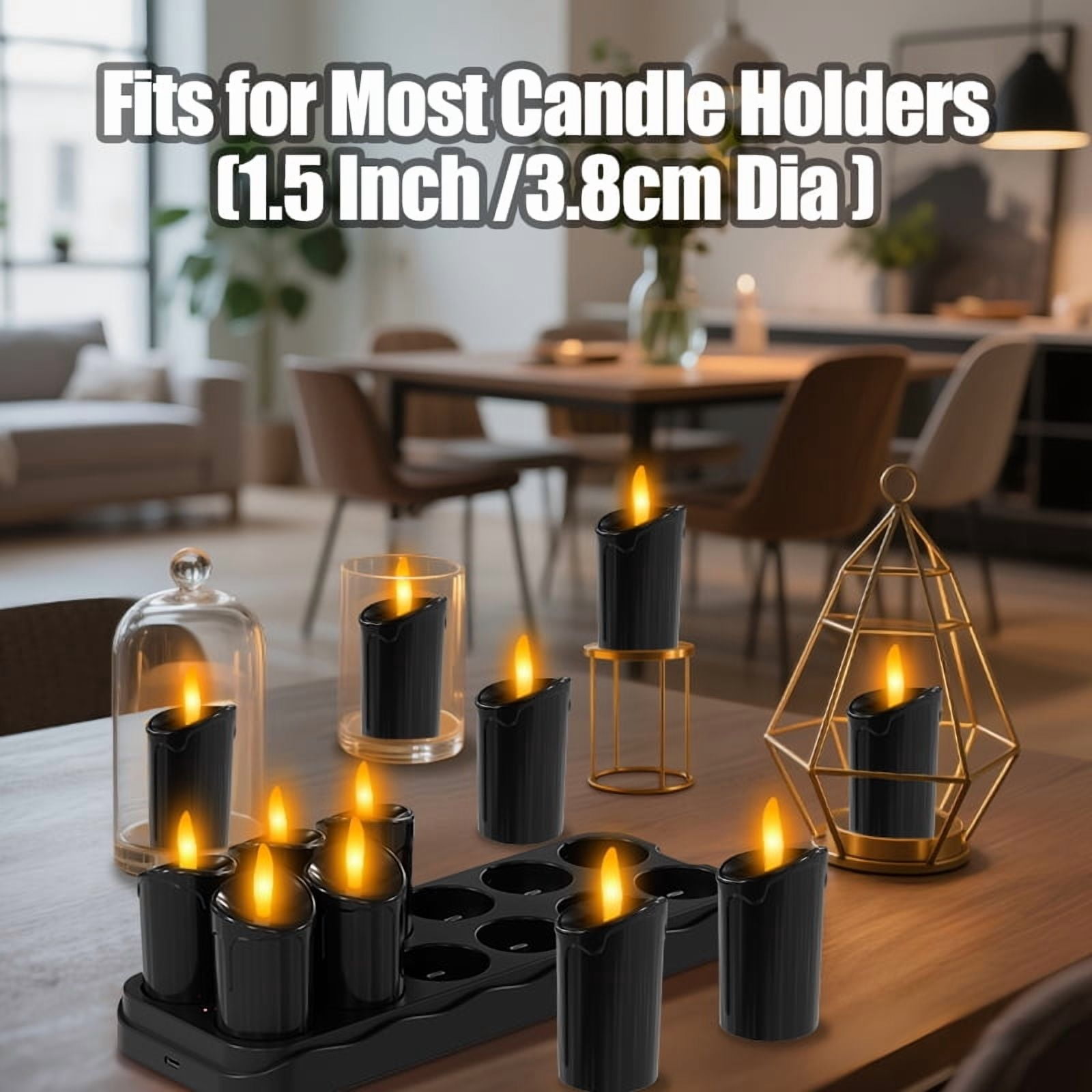 Flameless Candles with Remote and Charging Base, 12 Pack USB Rechargeable LED Tea Lights Candles, Battery Operated Small Electric Votive Candles with Timer for Weddings, Christmas, Home, Party Decor